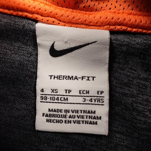 Nike Therma-FIT Full Zip Hoodie Kids XS (4) Gray Black Orange - Picture 5 of 8